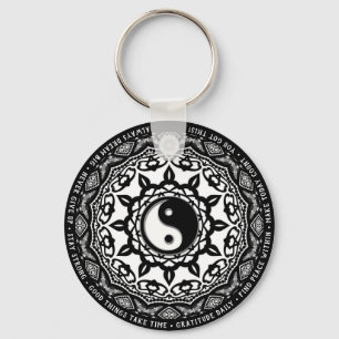Schwarz-weiß Yin Yang Mandala Tägliche Erinnerung  Schlüsselanhänger