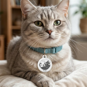 Schwarz-weiß Yin Yang Zwei Katzen Namensschild Haustiermarke