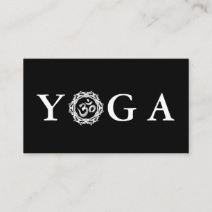 Schwarz & Weiß Yoga-Lehrer im Vintage-Stil Visitenkarte