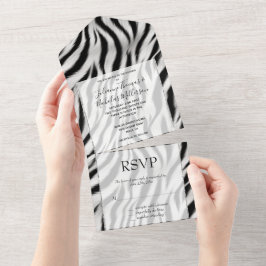 Schwarz-weiß Zebra Animal Print Safari All In One Einladung