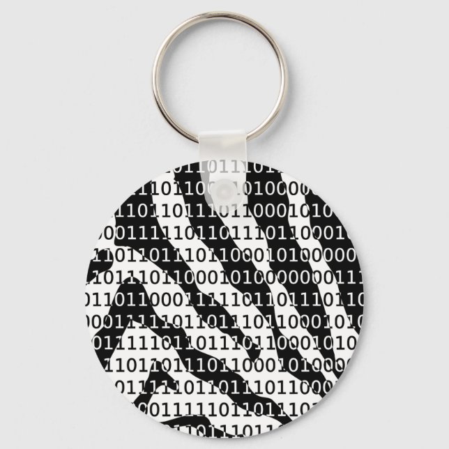 Schwarz-Weiß-Zebra-Binärcode Schlüsselanhänger (Vorderseite)