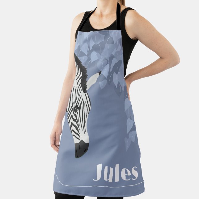 Schwarz-weiß Zebra Blue Ivy Name Schürze (InSitu)