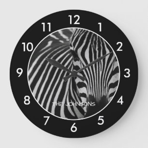 Schwarz-Weiß-Zebra elegant Große Wanduhr