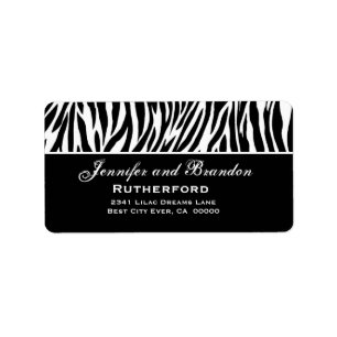 Schwarz-Weiß-Zebra-Hochzeitadresse Adressaufkleber