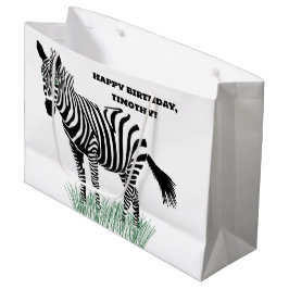 Schwarz-Weiß-Zebra im Gras Große Geschenktüte