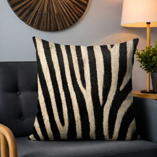 Schwarz Weiß Zebra-Kunstfell-Muster Kissen