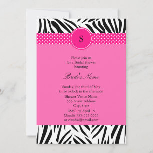Schwarz-Weiß-Zebra mit Hot-Pink-Brautparty Einladung