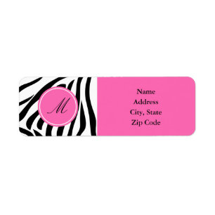 Schwarz-Weiß-Zebra-Monogramm-Druck mit Hot-Rosa