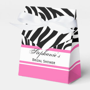 Schwarz-Weiß-Zebra-Monogramm-Druck und Hot-Pink Geschenkschachtel