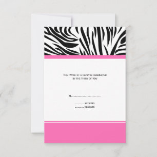 Schwarz-Weiß-Zebra-Monogramm-Druck und Hot-Pink RSVP Karte
