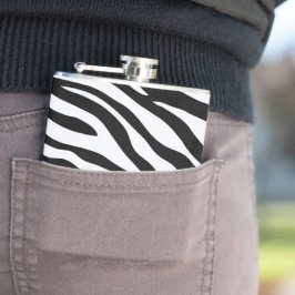 Schwarz-Weiß-Zebra-Muster-Safari gepackt Flachmann