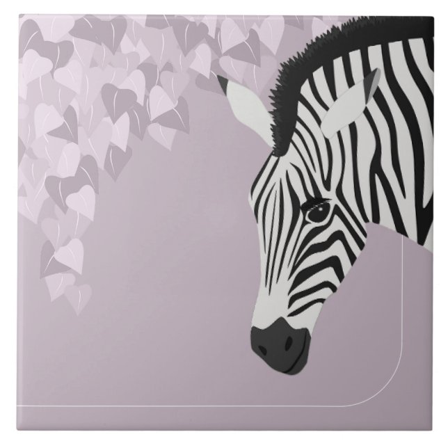 Schwarz-weiß Zebra Pink Ivy Fliese (Vorderseite)