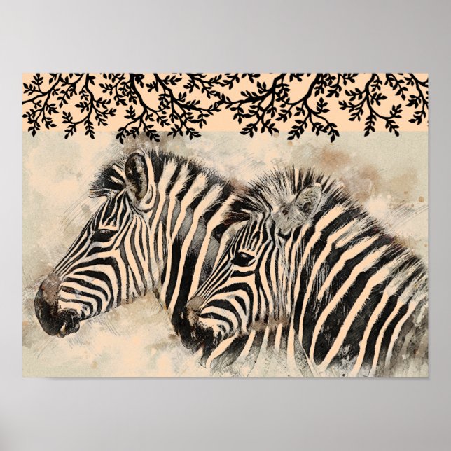 Schwarz-Weiß-Zebra Print African Art Poster (Vorne)
