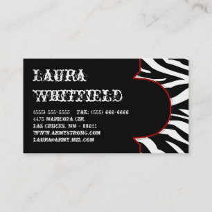 Schwarz-Weiß-Zebra Print Animal Business Card Visitenkarte