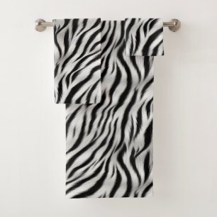 Schwarz-weiß Zebra Print Animal Safari Badhandtuch Set