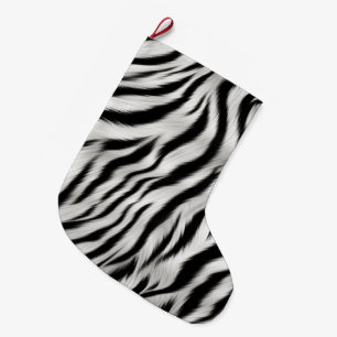 Schwarz-weiß Zebra Print Animal Safari Großer Weihnachtsstrumpf