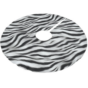 Schwarz-weiß Zebra Print Animal Safari Polyester Weihnachtsbaumdecke