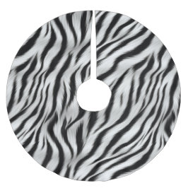 Schwarz-weiß Zebra Print Animal Safari Polyester Weihnachtsbaumdecke