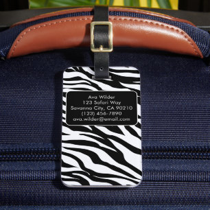 Schwarz-Weiß-Zebra-Safari-Muster drucken Gepäckanhänger