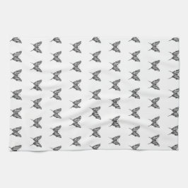 Schwarz-Weiß-Zebra-Schmetterlingsfarbe Zeichnend M Geschirrtuch