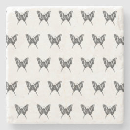 Schwarz-Weiß-Zebra-Schmetterlingsfarbe Zeichnend M Steinuntersetzer