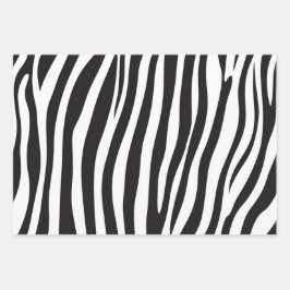 Schwarz-Weiß-Zebra-Tierdruck Geschenkpapier Set
