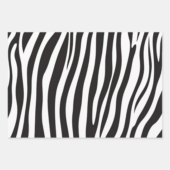 Schwarz-Weiß-Zebra-Tierdruck Geschenkpapier Set (Vorderseite)
