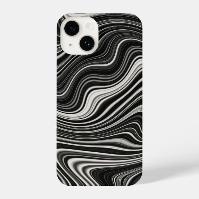 Schwarz-Weiß-Zebra-Wavy-Abstraktion iPhone Hülle (Rückseite)