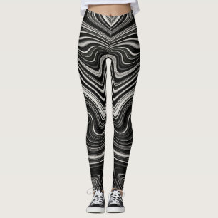 Schwarz-Weiß-Zebra-Wavy-Abstraktion Leggings
