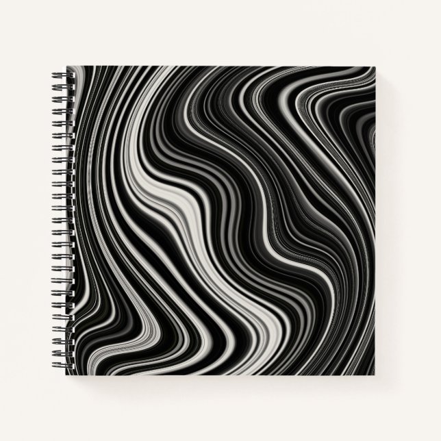 Schwarz-Weiß-Zebra-Wavy-Abstraktion Notizbuch (Vorderseite)