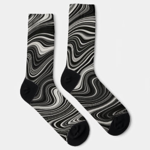 Schwarz-Weiß-Zebra-Wavy-Abstraktion Socken