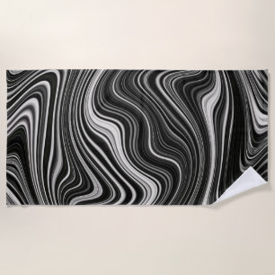 Schwarz-Weiß-Zebra-Wavy-Abstraktion Strandtuch