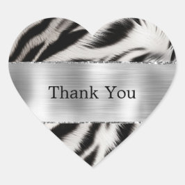Schwarz-weiß Zebra Wedding Herz-Aufkleber