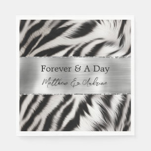 Schwarz-weiß Zebra Wedding Serviette