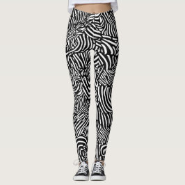 Schwarz-Weiß-Zebramuster Leggings