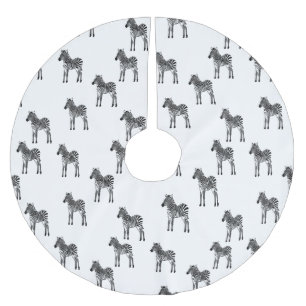 Schwarz-weiß Zebras Weihnachten Polyester Weihnachtsbaumdecke
