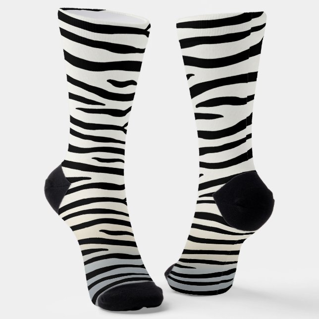 Schwarz-Weiß-Zebrastreifen Exotische Tierdrucke Socken (Gewinkelt)