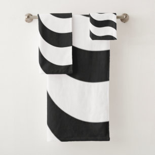 Schwarz + Weiß Zebrastreifen Muster modern Badhandtuch Set