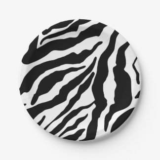 Schwarz-Weiß-Zebrastreifen-Muster-Tierdruck Pappteller
