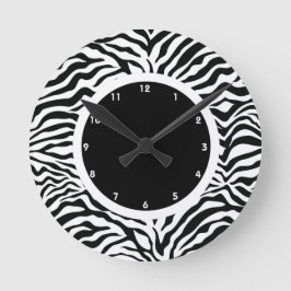 Schwarz-Weiß-Zebrastreifen Runde Wanduhr