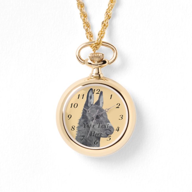 Schwarz-Weiß-zeichn des niedlichen Esels Armbanduhr (Vorderseite)