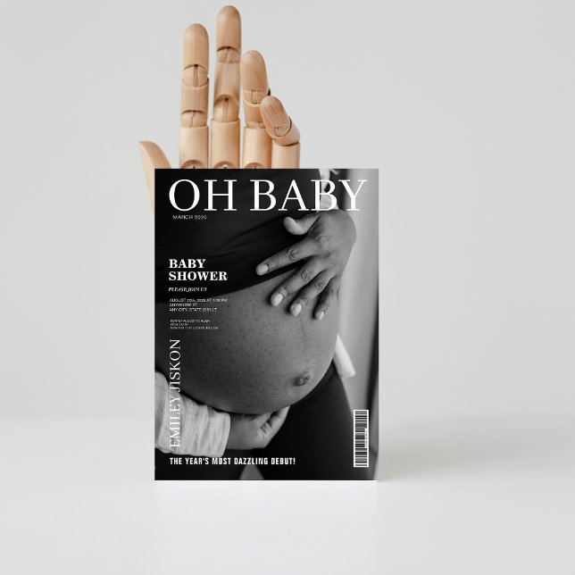 Schwarz-Weiß-Zeitschrift für Foto Babydusche Einladung (Von Creator hochgeladen)