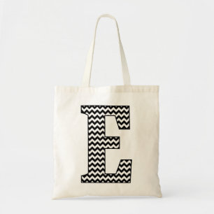Schwarz-Weiß-Zickzack-E-Monogramm-Totbeutel Tragetasche