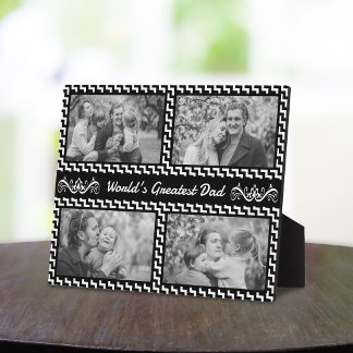 Schwarz-Weiß-Zickzack FotoCollage Vatertag Fotoplatte