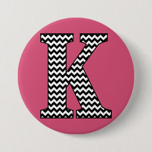 Schwarz-Weiß-Zickzack "K"-Monogramm Button