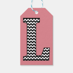 Schwarz-Weiß-Zickzack-L-Monogram-Geschenketiketten Geschenkanhänger