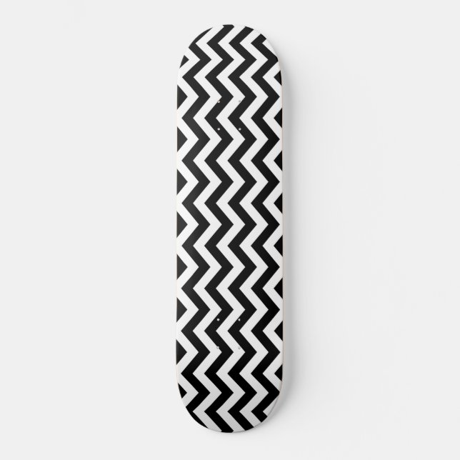 Schwarz-Weiß-Zickzack Muster Skateboard (Vorderseite)