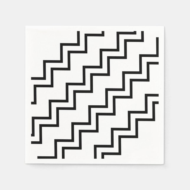 Schwarz weiß Zickzack Serviette (Vorderseite)