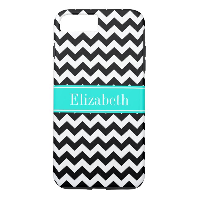Schwarz-weiß Zickzack Zig Zag Brauch Aqua Name Mon Case-Mate iPhone Hülle (Rückseite)