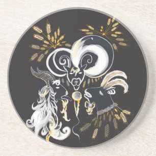 Schwarz-Weiß-Ziegenfarbe Getränkeuntersetzer